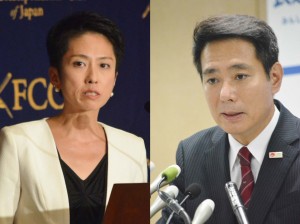 民進党代表選は蓮舫氏（左）と前原誠司氏が一騎打ちの構図。（撮影／横田一）